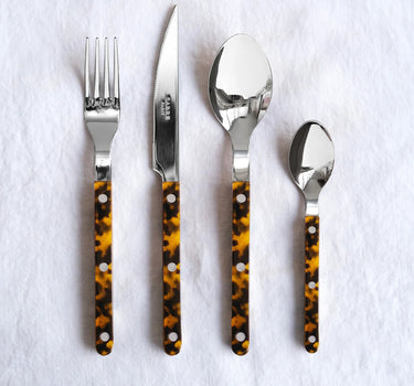 Cutlery 4-piece set in Faux Tortoise 