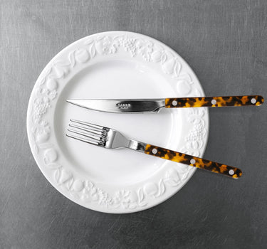 Cutlery 4-piece set in Faux Tortoise 