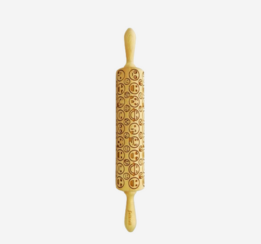 Decoration dough roller 43cm Emojis wood 