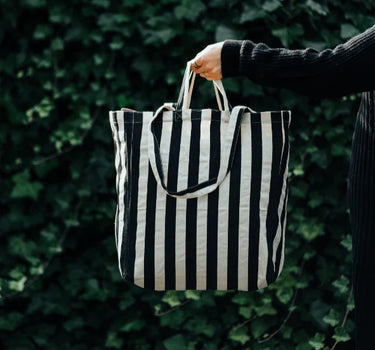 Striped Tote Bag Black 