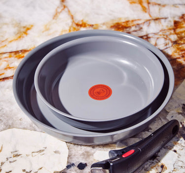 Set of 2 ceramic pans 24/28 cm + removable handle